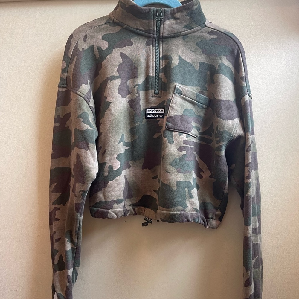 Adidas Camo Cropped Sweatshirt